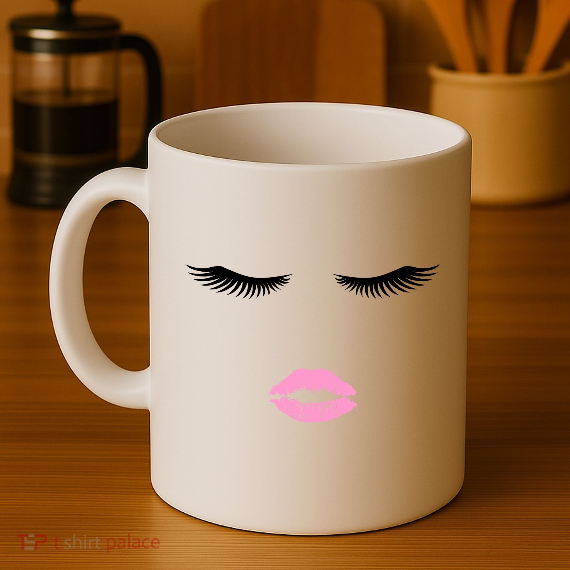 Fashion Style Eyelash Lips Lashes Pink Lipstick Coffee Mug
