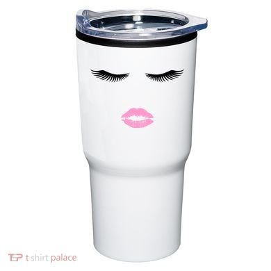 Fashion Style Eyelash Lips Lashes Pink Lipstick Tumbler