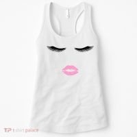 Fashion Style Eyelash Lips Lashes Pink Lipstick Women's Tank Top thumb 0