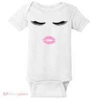 Fashion Style Eyelash Lips Lashes Pink Lipstick Baby Bodysuit thumb 0