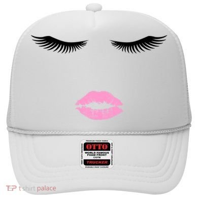 Fashion Style Eyelash Lips Lashes Pink Lipstick Hat