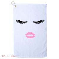 Fashion Style Eyelash Lips Lashes Pink Lipstick Golf Towel thumb 0