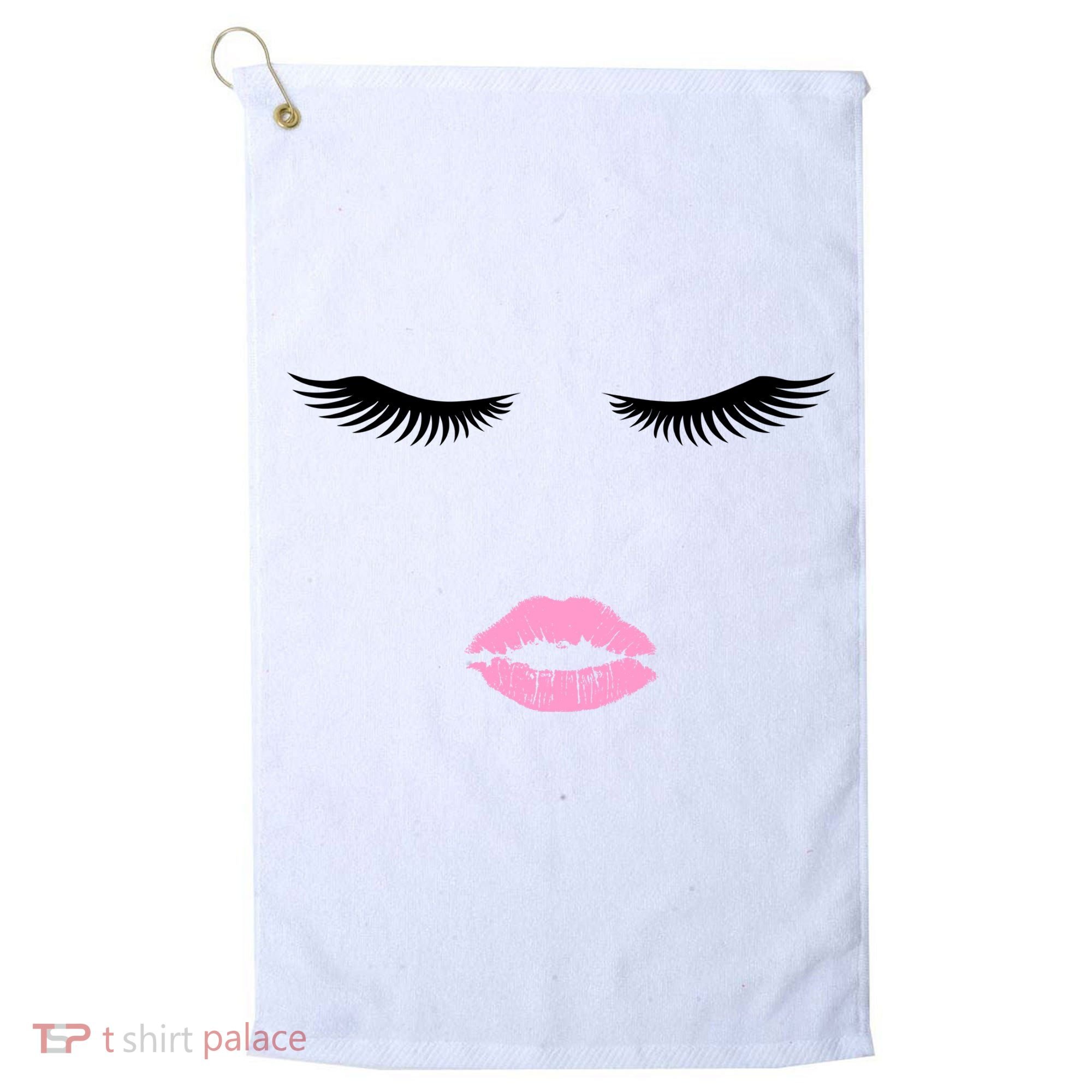 Fashion Style Eyelash Lips Lashes Pink Lipstick Golf Towel