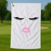 Fashion Style Eyelash Lips Lashes Pink Lipstick Golf Towel thumb 1