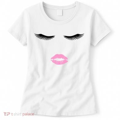 Fashion Style Eyelash Lips Lashes Pink Lipstick Women's T-Shirt