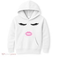 Fashion Style Eyelash Lips Lashes Pink Lipstick Kids Hoodie thumb 0