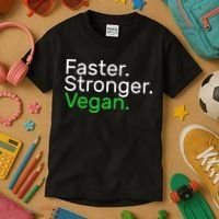 Faster Stronger Vegan Kids T-Shirt thumb 3