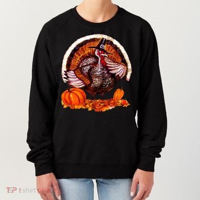 Fat Turkey Pumpkin Scene Women's Sweatshirt