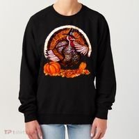 Fat Turkey Pumpkin Scene Women's Sweatshirt thumb 0
