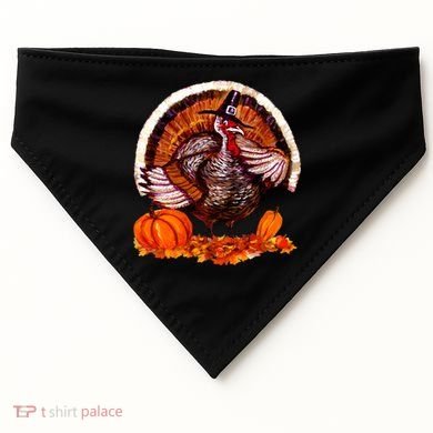 Fat Turkey Pumpkin Scene USA-Made Doggie Bandana
