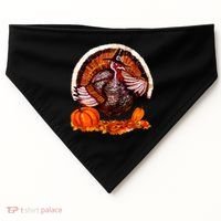 Fat Turkey Pumpkin Scene USA-Made Doggie Bandana thumb 0