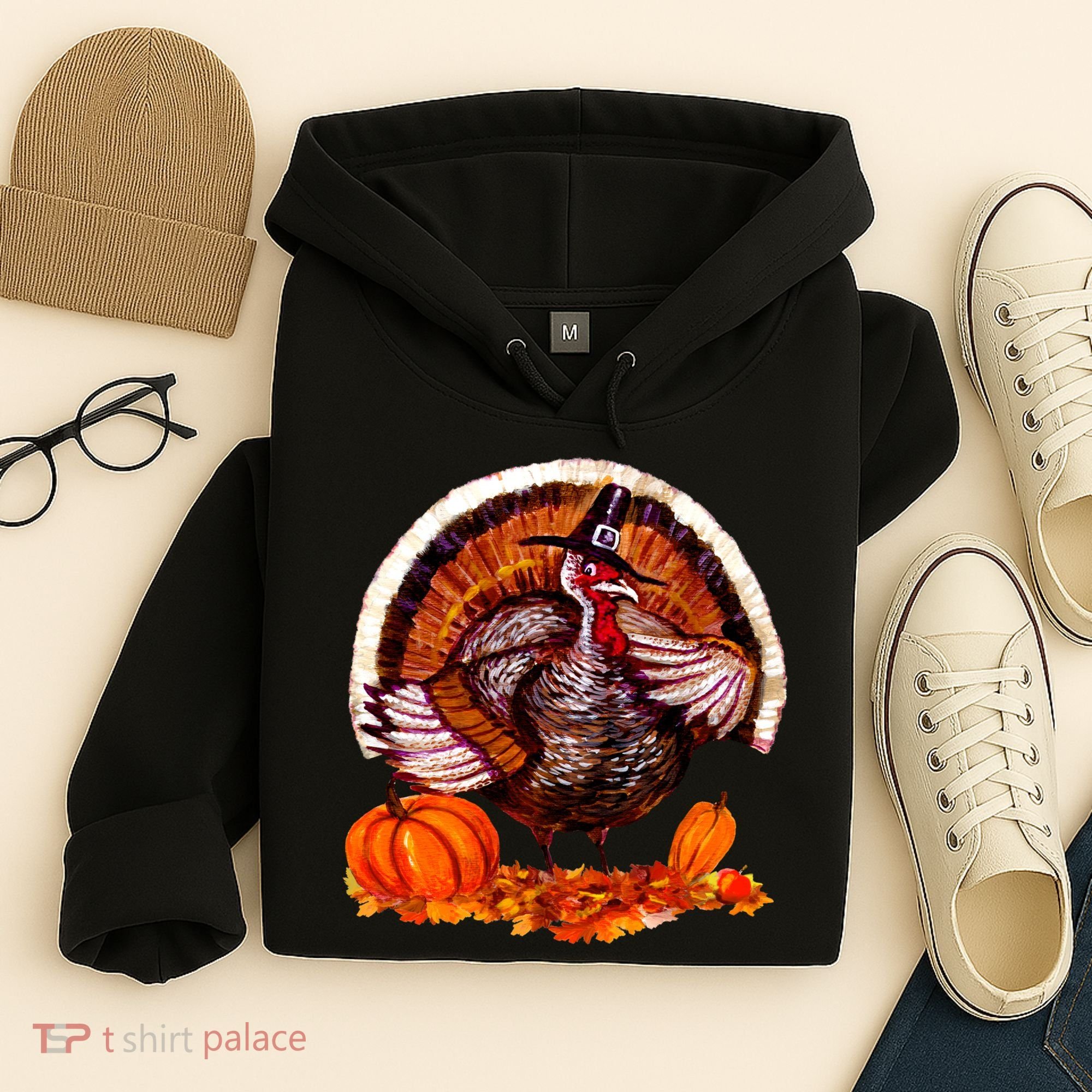 Fat Turkey Pumpkin Scene Hoodie