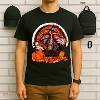 Fat Turkey Pumpkin Scene T-Shirt thumb 6
