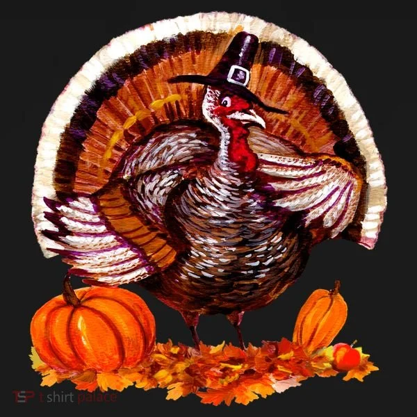 Fat Turkey Pumpkin Scene Bucket Hat