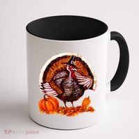Fat Turkey Pumpkin Scene Coffee Mug thumb 1