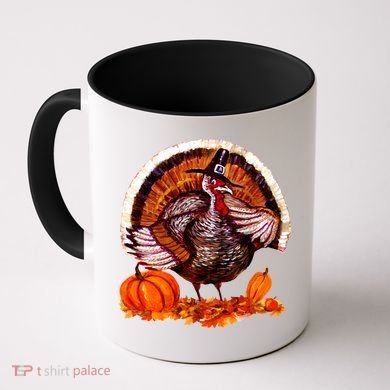 Fat Turkey Pumpkin Scene Coffee Mug