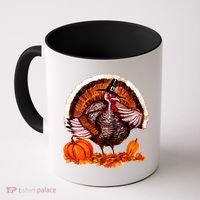 Fat Turkey Pumpkin Scene Coffee Mug thumb 0
