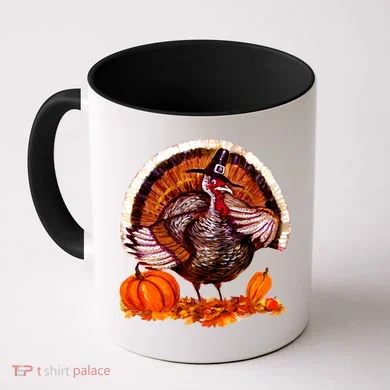 Fat Turkey Pumpkin Scene Coffee Mug