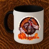 Fat Turkey Pumpkin Scene Coffee Mug thumb 2