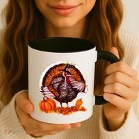 Fat Turkey Pumpkin Scene Coffee Mug thumb 3