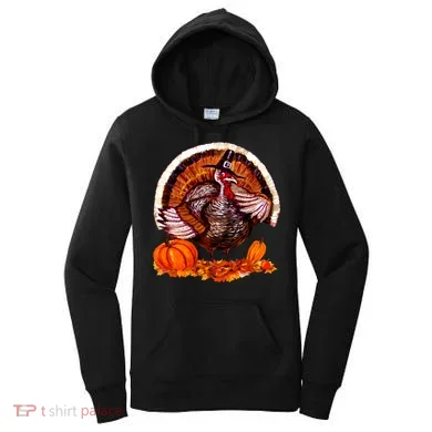 Fat Turkey Pumpkin Scene Women's Hoodie