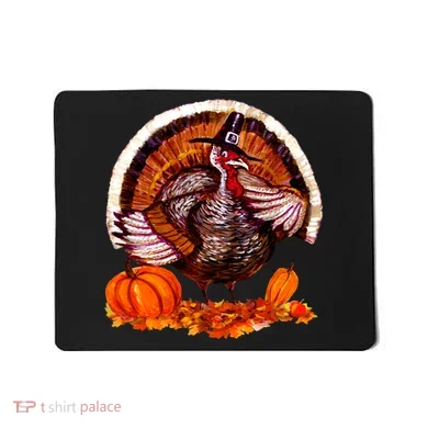 Fat Turkey Pumpkin Scene Mousepad