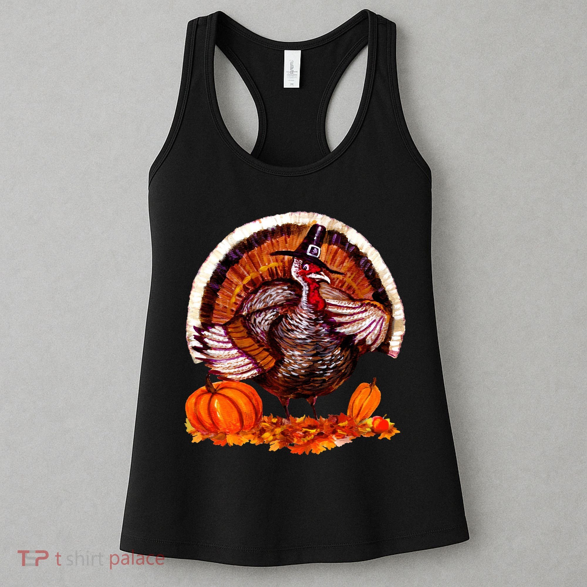 Fat Turkey Pumpkin Scene Women's Tank Top