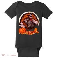 Fat Turkey Pumpkin Scene Baby Bodysuit thumb 0