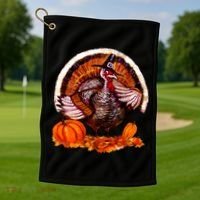 Fat Turkey Pumpkin Scene Golf Towel thumb 1