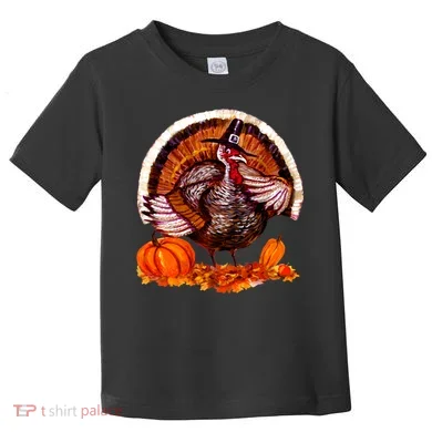 Fat Turkey Pumpkin Scene Toddler T-Shirt