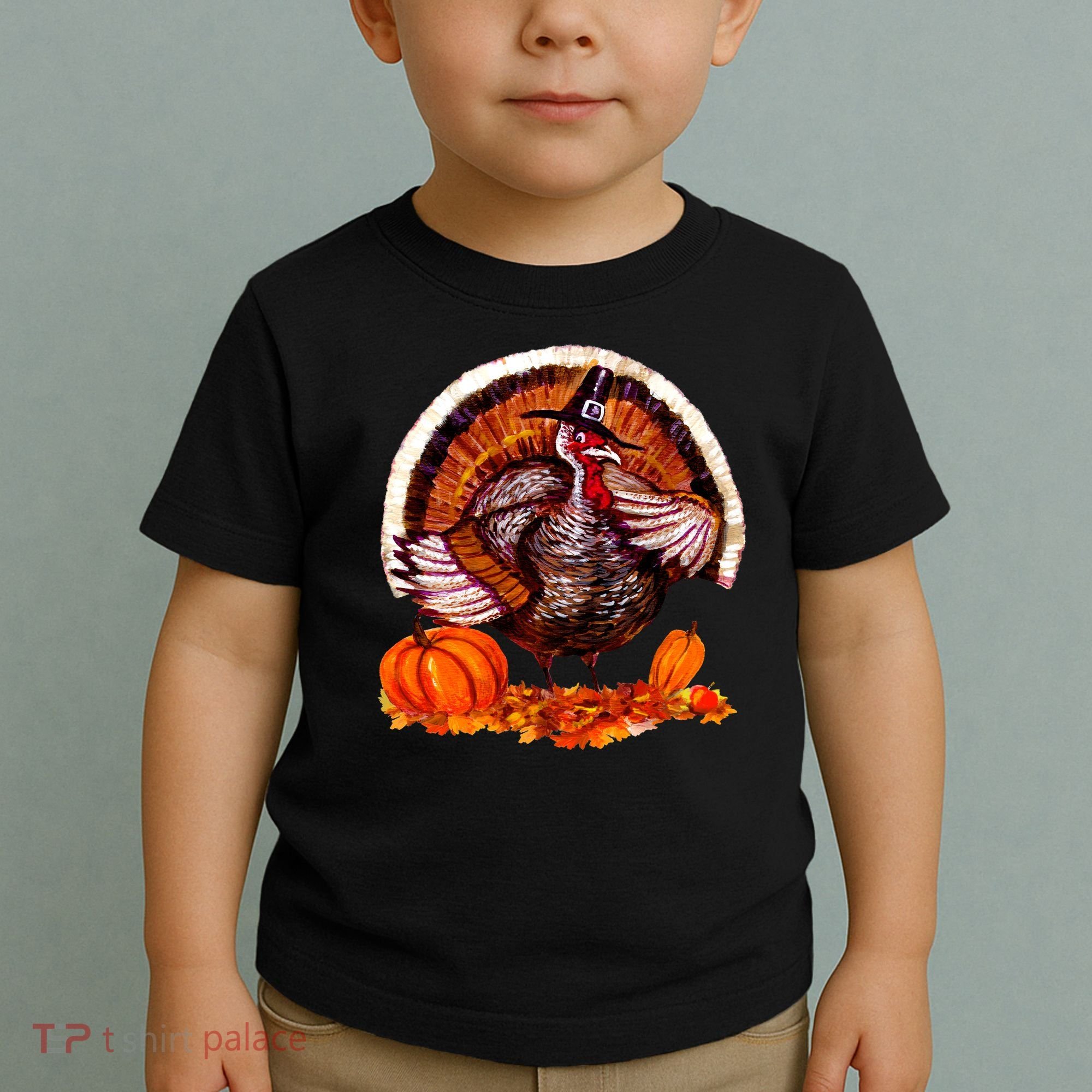 Fat Turkey Pumpkin Scene Toddler T-Shirt