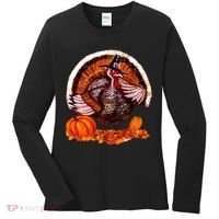 Fat Turkey Pumpkin Scene Women's Long Sleeve Shirt thumb 0