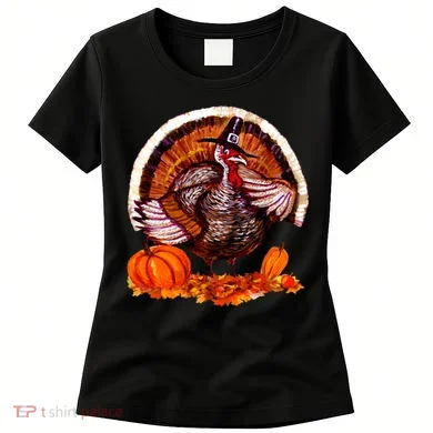 Fat Turkey Pumpkin Scene Women's T-Shirt