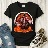 Fat Turkey Pumpkin Scene Women's T-Shirt thumb 3