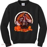 Fat Turkey Pumpkin Scene Kids Sweatshirt thumb 0