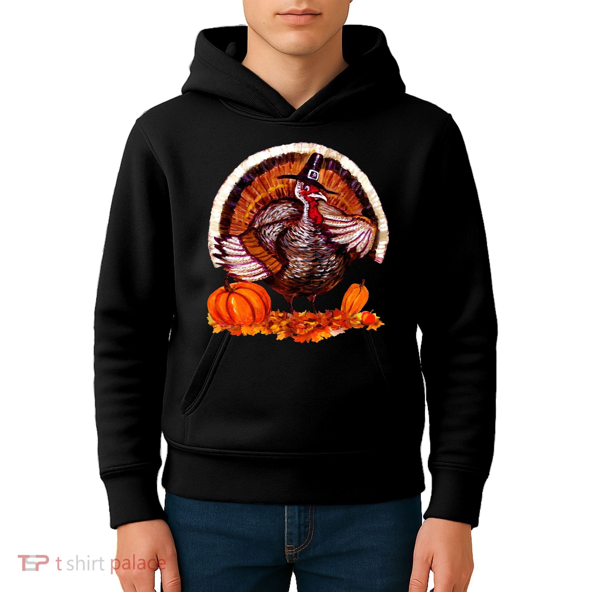 Fat Turkey Pumpkin Scene Kids Hoodie