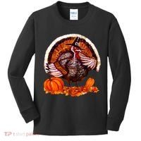 Fat Turkey Pumpkin Scene Kids Long Sleeve Shirt thumb 0