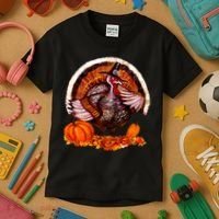 Fat Turkey Pumpkin Scene Kids T-Shirt thumb 3