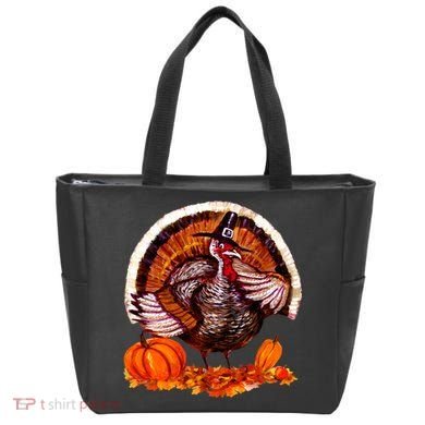 Fat Turkey Pumpkin Scene Tote Bag