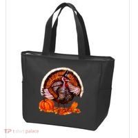Fat Turkey Pumpkin Scene Tote Bag thumb 3