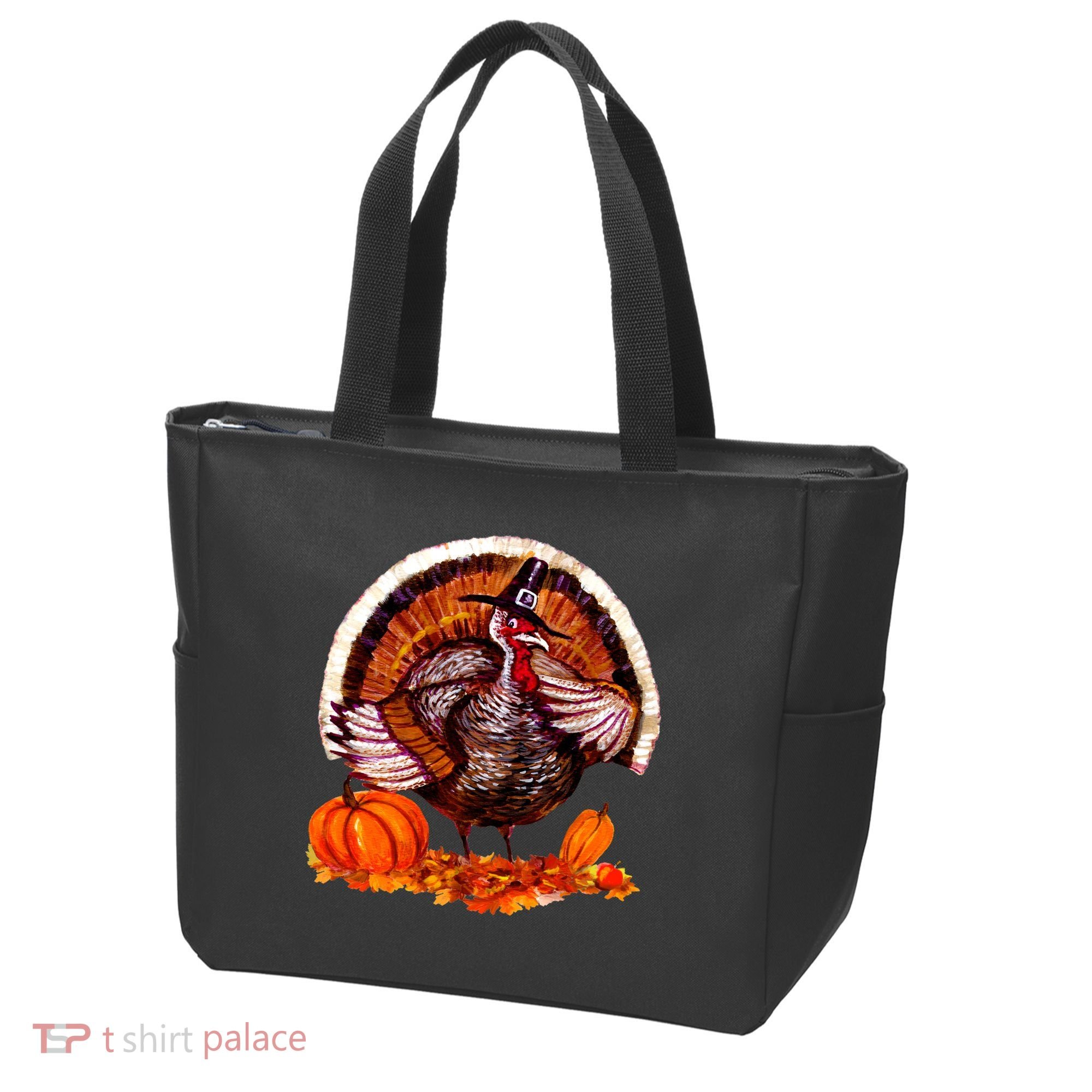 Fat Turkey Pumpkin Scene Tote Bag