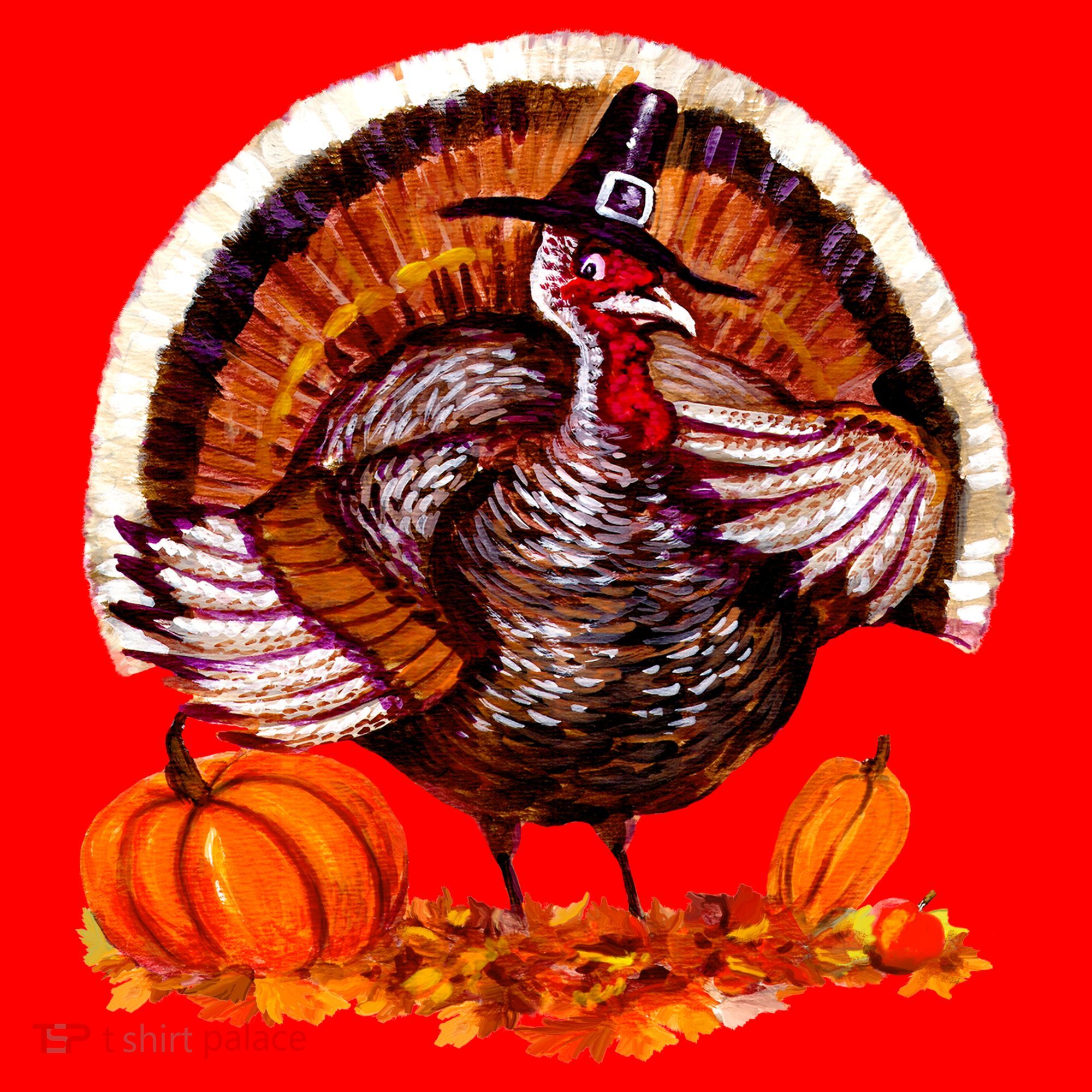 Fat Turkey Pumpkin Scene Santa Hat