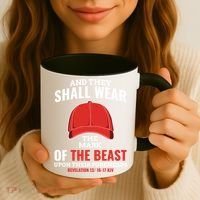 Funny Anti Trump Mark Of The Beast Red Hat Liberal Gift Coffee Mug thumb 3