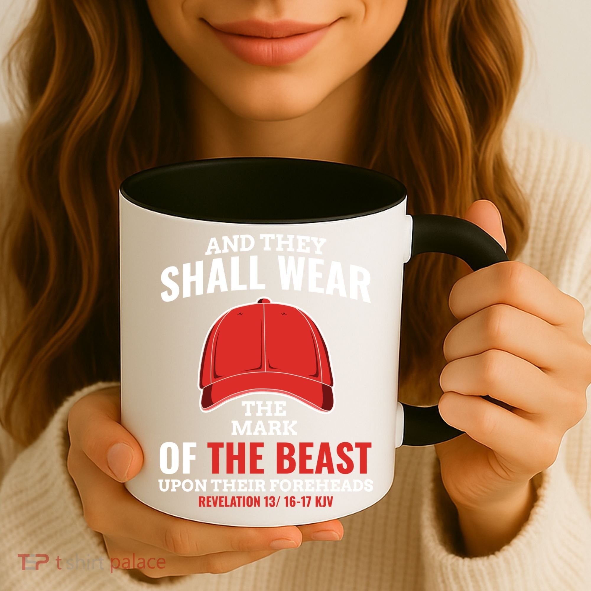 Funny Anti Trump Mark Of The Beast Red Hat Liberal Gift Coffee Mug