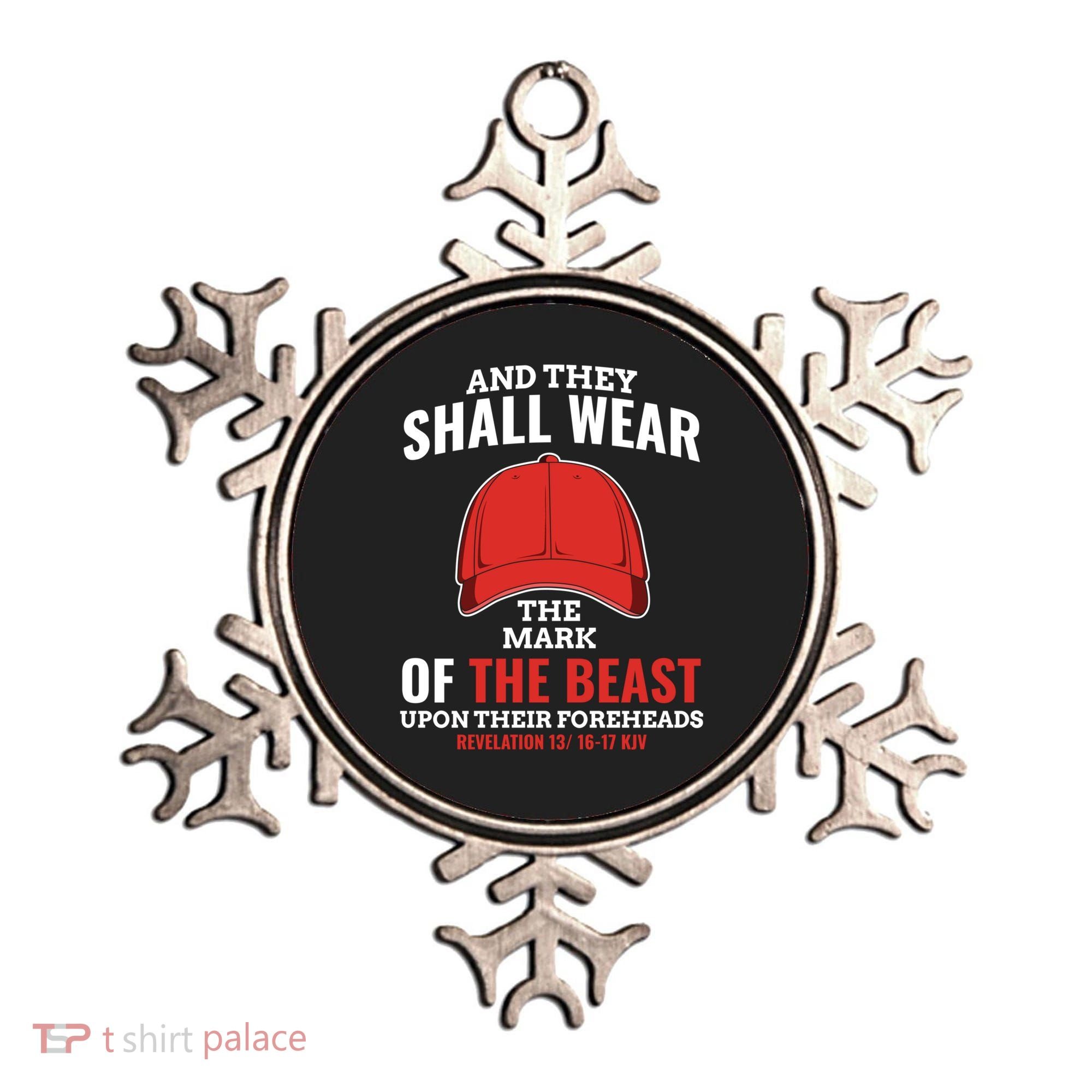 Funny Anti Trump Mark Of The Beast Red Hat Liberal Gift Ornament