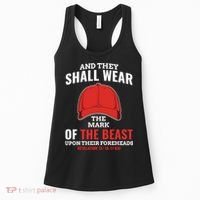Funny Anti Trump Mark Of The Beast Red Hat Liberal Gift Women's Tank Top thumb 0
