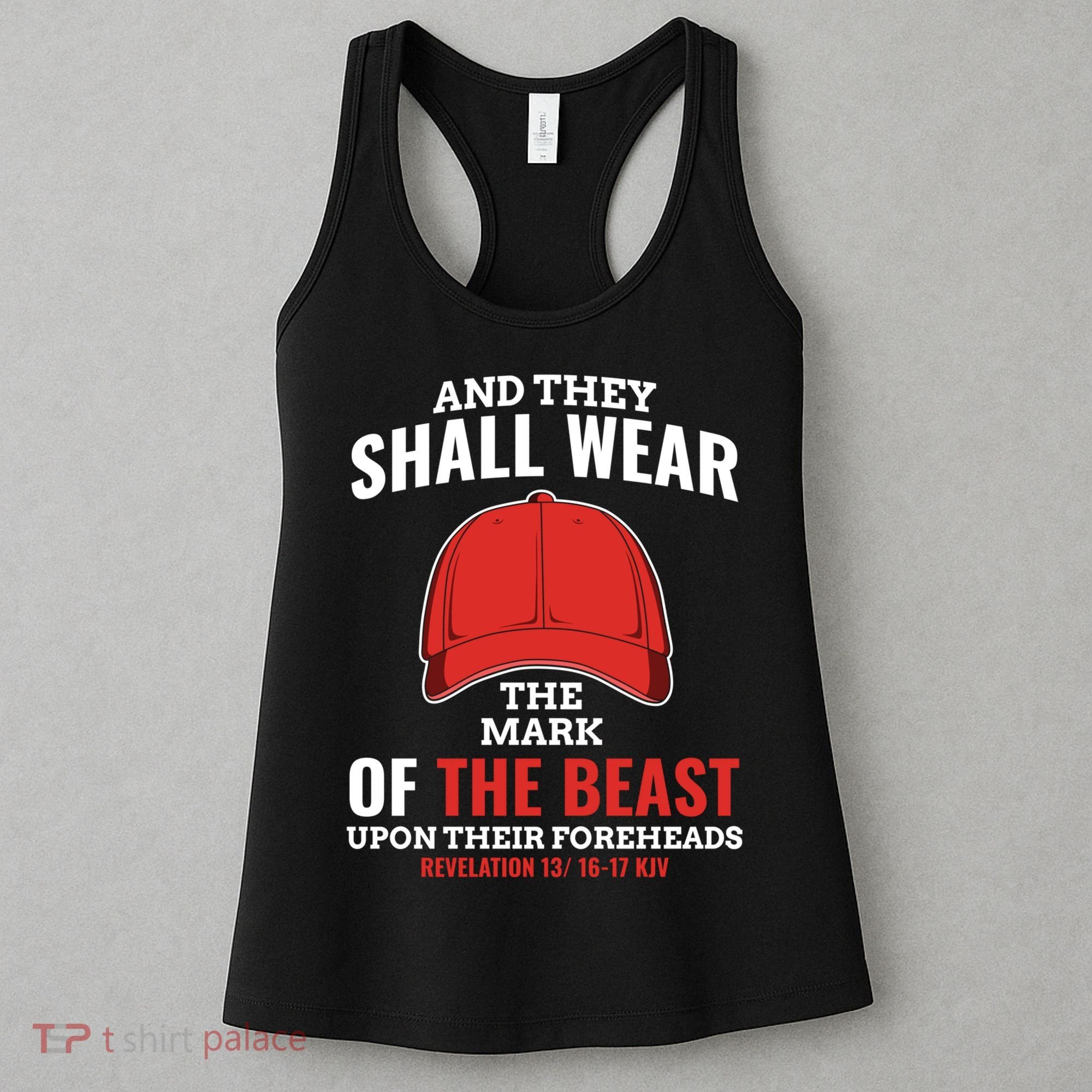 Funny Anti Trump Mark Of The Beast Red Hat Liberal Gift Women's Tank Top