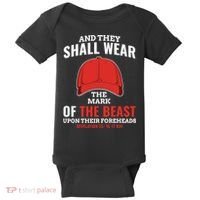 Funny Anti Trump Mark Of The Beast Red Hat Liberal Gift Baby Bodysuit thumb 0