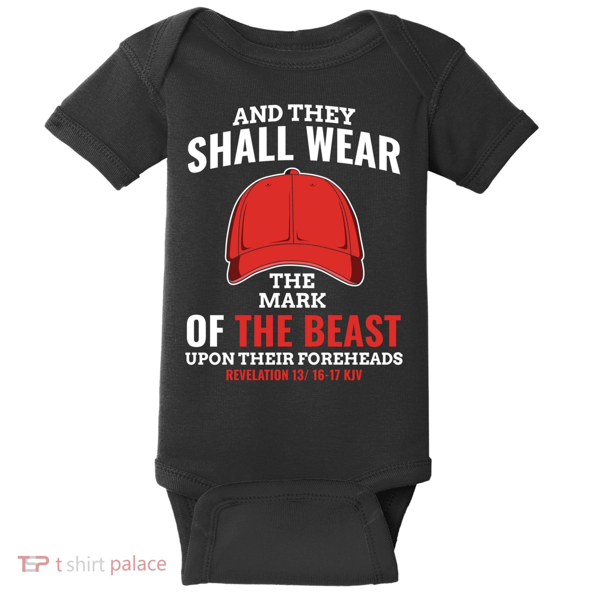 Funny Anti Trump Mark Of The Beast Red Hat Liberal Gift Baby Bodysuit