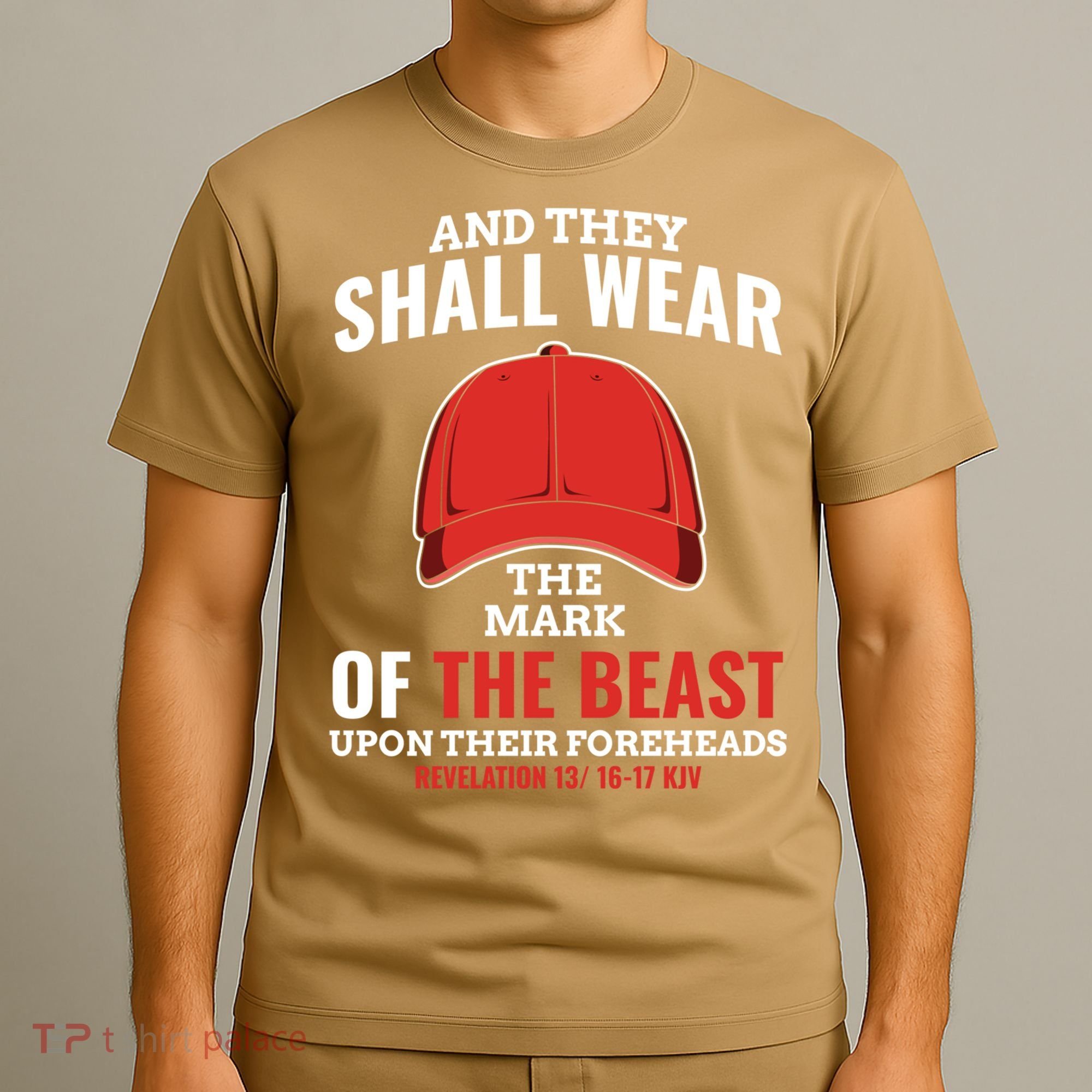 Funny Anti Trump Mark Of The Beast Red Hat Liberal Gift T-Shirt